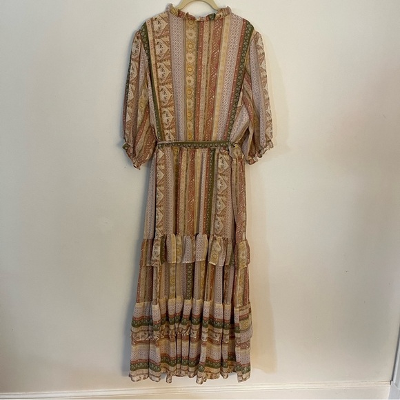 Wonderly Plus Size Elbow Sleeve Tiered Yarn Dyed Dress size 2x muted multicolor - Picture 5 of 9